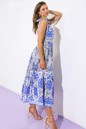 FINDING MY PEACE WOVEN MIDI DRESS.