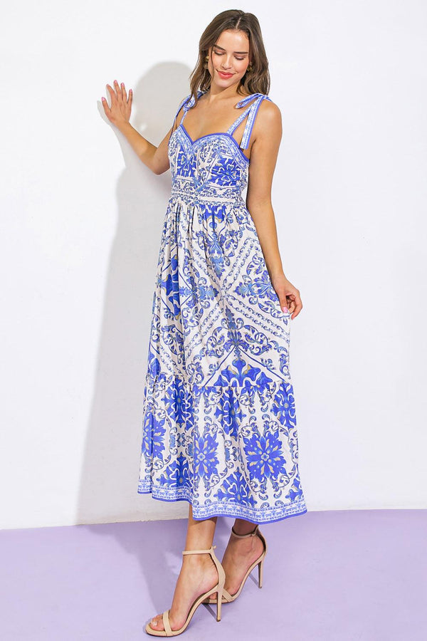 FINDING MY PEACE WOVEN MIDI DRESS.
