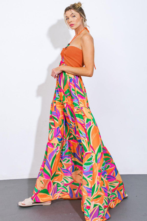 INTO THE THICK OF IT COMBINATION MIDI DRESS.