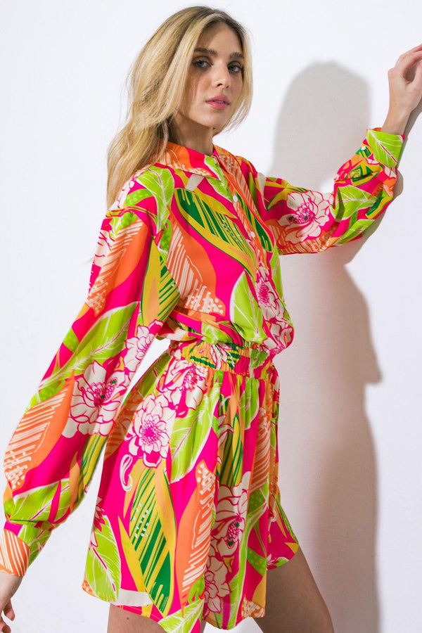 KEEPING YOU COMPANY WOVEN ROMPER.