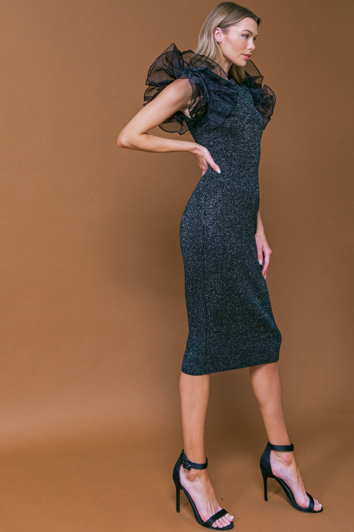 THIS IS YOUR SIGN METALLIC MIDI DRESS