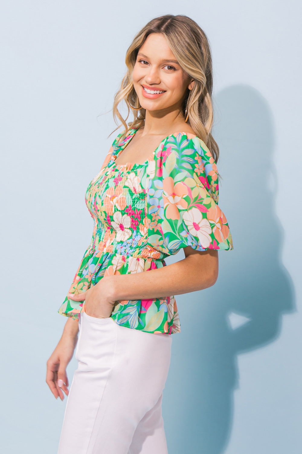 REMARKABLE ENTRANCE WOVEN TOP
