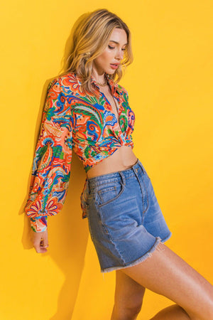 MY HAPPY PLACE WOVEN TOP.