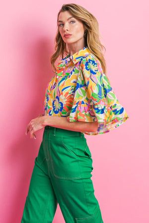 READY TO GET AWAY WOVEN TOP.