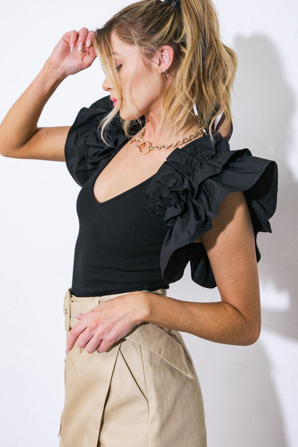 SUPER STAR PLATFORM KNIT BODYSUIT.