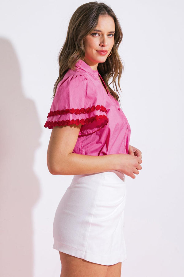 LEARN AS YOU GO WOVEN TOP.