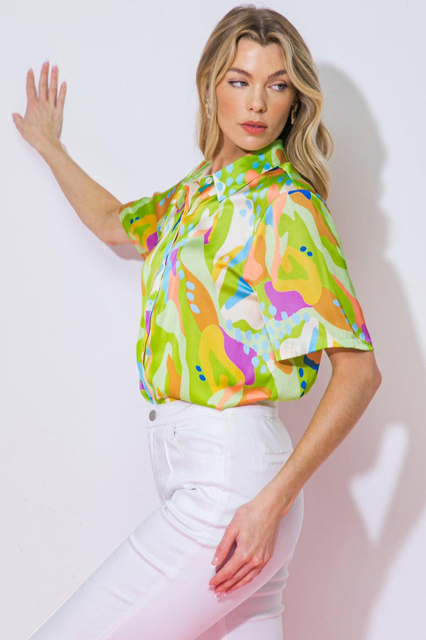 UP FOR ANYTHING WOVEN TOP.