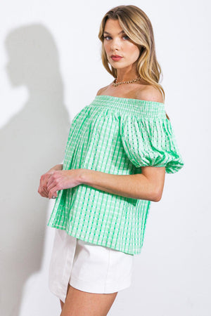 LET'S WATCH THE SUNSET WOVEN TOP.