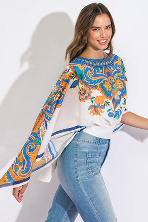 RIGHT THIS WAY WOVEN TOP.