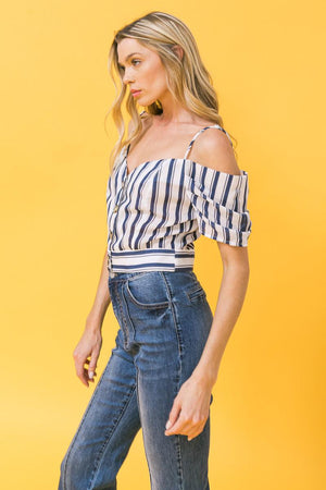 REGARDING PROMISES STRIPE CROP TOP.