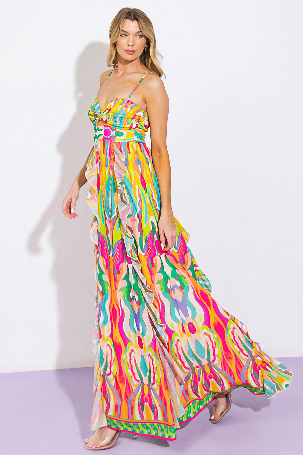 DELIGHT ME ROLLED WOVEN MAXI DRESS