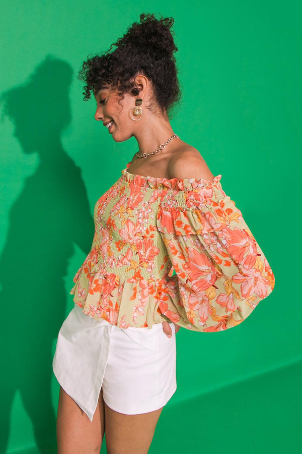 FEELS LIKE FATE WOVEN OFF SHOULDER TOP.