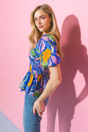 MUCH LOVE BLUE WOVEN TOP.