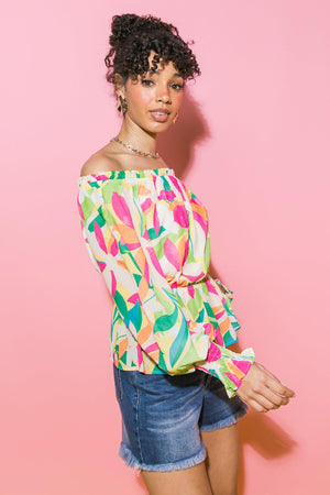 SEARCHING FOR CLARITY FLORAL WOVEN TOP.