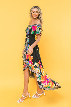 OUT OF OFFICE FLORAL MIDI DRESS.