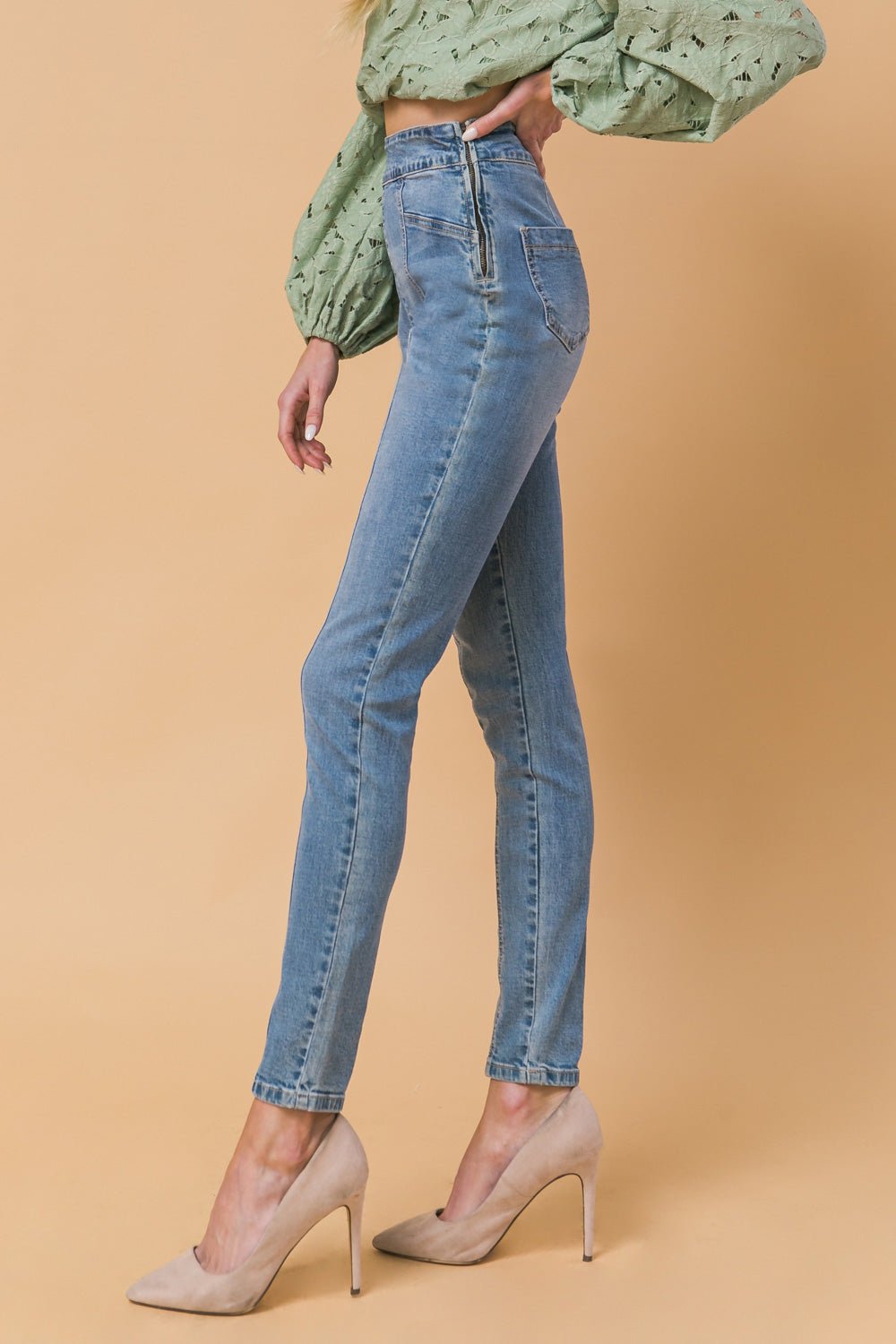 LUCKY STARS LIGHT WASH HIGH WAISTED SKINNY JEANS