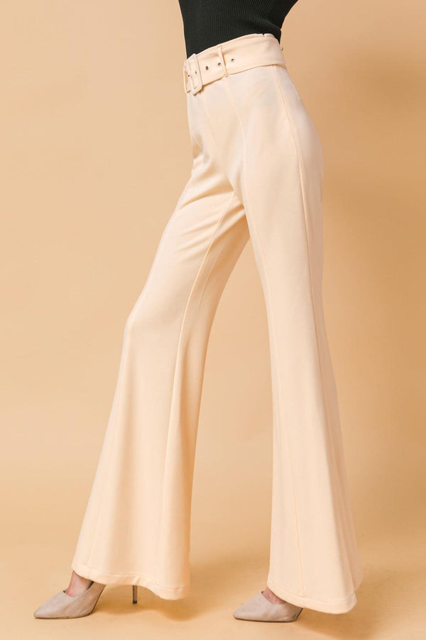 COUNTDOWN THE HOURS WOVEN FLARED PANTS.
