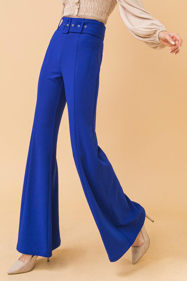COUNTDOWN THE HOURS WOVEN FLARED PANTS.